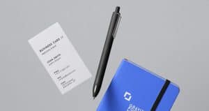 Pocket Gravity Notebook Pen Business Card Stationery Brand Mockup PSD