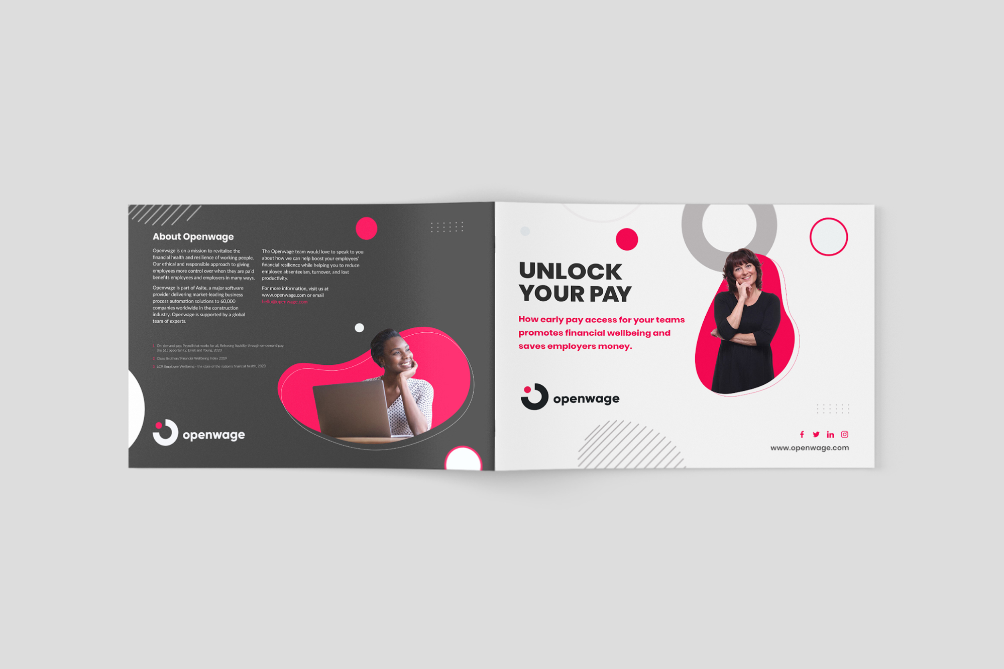 An example of an OpenWage brochure design showcasing clearly defined text